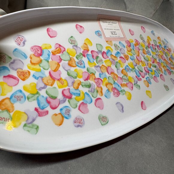 Cupcakes & Cashmere Heart candies‎  Print Flutter Serving Platter NEW WITH TAG - Picture 6 of 9